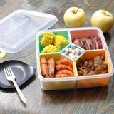 1066日本进口高档5格食品盒塑料便当盒办公饭盒保鲜盒饭菜盒4+1格