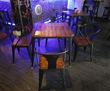 美式铁艺做旧复古小酒吧咖啡厅桌椅休息吧奶茶店主题餐厅桌椅组合