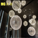 LED不锈钢圆球吊灯餐厅酒店现代简约满天星烟花星球火花球形吊灯