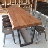美式复古会议办公桌 长桌 铁艺简约大型酒吧咖啡厅餐桌椅组合实木