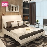 酷窝 现代简约板式双人床1.5米1.8床烤漆床储物床2个床头柜组合