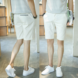 夏季新款男装纯色五分中裤子口袋韩版修身型潮流男士白色休闲短裤