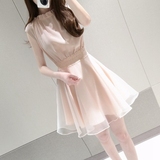 香港代购夏季新款时尚女装无袖连衣裙气质淑女中长款裙子纯色纱裙