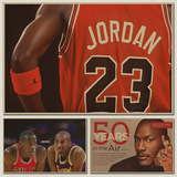 乔丹 篮球NBA体育明星 公牛队 灌篮 复古牛皮纸海报 装饰画贴挂画