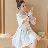 棉绸连衣裙韩国短裙2016夏季新款女装中长款小清新宽松显瘦娃娃裙
