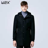w2x预售英伦羊毛呢子大衣男修身 秋季免烫男士韩版潮流中长款外套