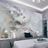 大型壁画 无纺布客厅卧室欧式油画白荷花墙纸电视背景墙壁纸
