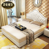 LKWD头层真皮床简约现代皮艺床婚床小户型双人欧式卧室1.8米软床