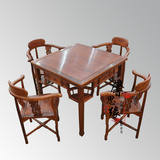 花梨木手动麻将桌两用四方餐桌多功能麻将桌红木棋牌桌休闲桌餐台