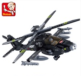 乐高式拼装积木 正品小鲁班军事系列武装直升飞机模型积木玩具