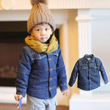 2014冬季新款 潮流儿童牛仔衬衫式棉衣韩版男童外套上衣 自留