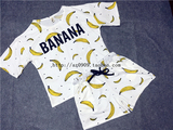 2015夏装新款字母香蕉T恤+短裤套装   三件包邮