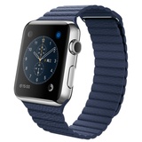 Apple Watch 标准版 (42毫米不锈钢表壳搭配午夜蓝皮制回形表带)