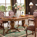 欧式实木餐桌椅组合 美式可伸缩长方形餐桌8人10人 古典餐台饭桌