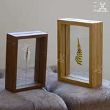 欧式原木色植物标本双面玻璃相框礼物6寸7寸实木创意摆台装饰画框