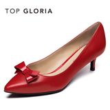topgloria/汤普葛罗2016秋季新品女鞋 羊皮尖头细高跟单鞋108580H