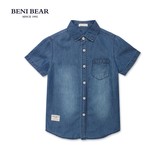 BENI BEAR2015夏季新款男童短袖衬衫儿童纯棉牛仔布时尚短袖衬衣