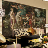 大型壁画3d立体墙纸客厅卧室沙发背景墙壁纸欧式奢华宫廷人物油画