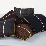 新款纯色欧美毛线靠垫羊毛针织抱枕深色 沙发腰枕 免费送芯 包邮