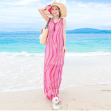 海边度假连衣裙夏2016新款女装潮波西米亚沙滩长裙休闲小清新风格