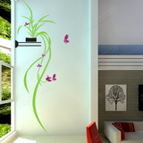 景墙装饰贴创意吊兰花3D水晶亚克力立体墙贴画客厅沙发玄关电视背