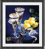 新款花卉钻石画满钻餐厅香槟玫瑰酒杯方钻满钻客厅十字绣5d钻石画