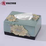 法式树脂长方形朱槿牡丹精致餐巾盒新房茶几实用纸巾盒餐桌抽纸盒