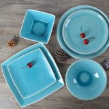 高档创意韩式冰裂釉个性西餐陶瓷餐具餐盘碗家用碗碟套装方圆盘子