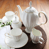 欧式的茶具咖啡具套装杯碟英式骨瓷简约整套高档纯白陶瓷礼品特价