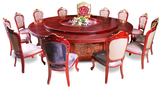 酒店餐桌饭店宴会高档电动餐桌红木色实木大圆桌自动转盘餐台
