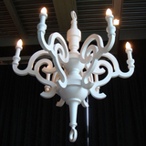 复古白色蜡烛木头吊灯客厅卧室餐厅吧台艺术个性软装工程树脂吊灯