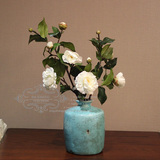 美式复古/欧式做旧 蓝色小瓶口陶瓷花瓶/花器 整体花艺家居摆件
