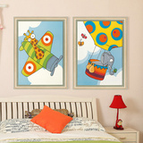 萌宠儿童房卧室床头挂画现代简约壁画小清新客厅装饰画卡通大象