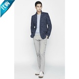 韩国代购ZIOZIA 15春新款 深蓝色不规则条纹时尚西装外套