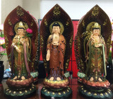 西方三圣佛像高档素彩彩绘树脂站观世音阿弥陀佛大势至60公分包邮
