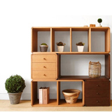 无印良品橡木家具实木书柜自由组合转角书柜置物架书架储物柜书架