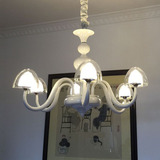 现代简约客厅灯白色蘑菇吊灯简欧LED卧室灯 艺术餐厅创意水晶灯具
