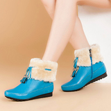 奥康RIIID冬季款新款女鞋甜美平跟厚底保暖雪地靴毛毛短靴女靴子
