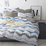 馨莎条纹床笠款床上四件套纯棉全棉床单被套双人1.5米1.8m床2.0m