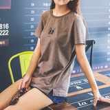 唐狮2016夏装新款T恤女纯棉圆领短袖韩版体恤宽松印花图案上衣潮