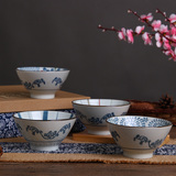 和风碗日式创意餐具陶瓷小汤粥碗 釉下彩餐具礼盒套装喇叭米饭碗