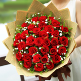 杭州鲜花速递33朵粉红玫瑰花束求婚广州苏州无锡绍兴宁波同城配送