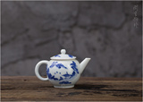 旧物 手工瓷泥 日本白瓷后把急须青花宝瓶茶壶 煎茶功夫茶道