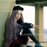 修脸长卷发中分刘海香芋紫色100cm长空气卷cosplay假发批发K029