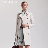 TAHAN/太和2016春装新款经典英伦风衣女中长款薄外套TAF11P069
