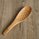 纯天然优质栗木鱼形日式木勺 创意小饭勺子儿童木勺ZAKKA木制餐具