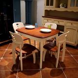 定制欧式地中海实木可伸缩餐桌美式乡村田园小户型餐桌椅组合饭桌