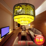 现代中式吊灯古典木艺羊皮灯客厅餐厅大气祥云吸顶灯酒店茶楼灯具