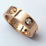 love螺丝18K玫瑰金黄白金钻石戒指情侣对戒宽版窄版钻戒  送包装