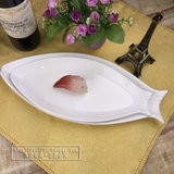 纯白创意陶瓷餐具 鱼形盘 家用蒸鱼盘 微波炉餐具超大鱼盘子